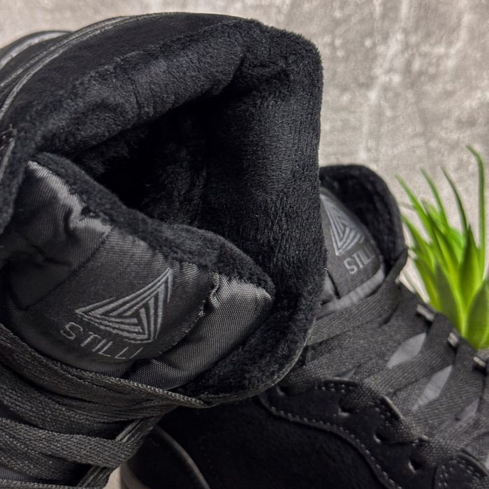 Топ ціна тижня! Чоловічі зимові кросівки на хутрі| Чорні з ремінцем