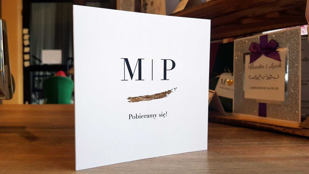 Zaproszenia ślubne GLAMOUR delikatne foliowane