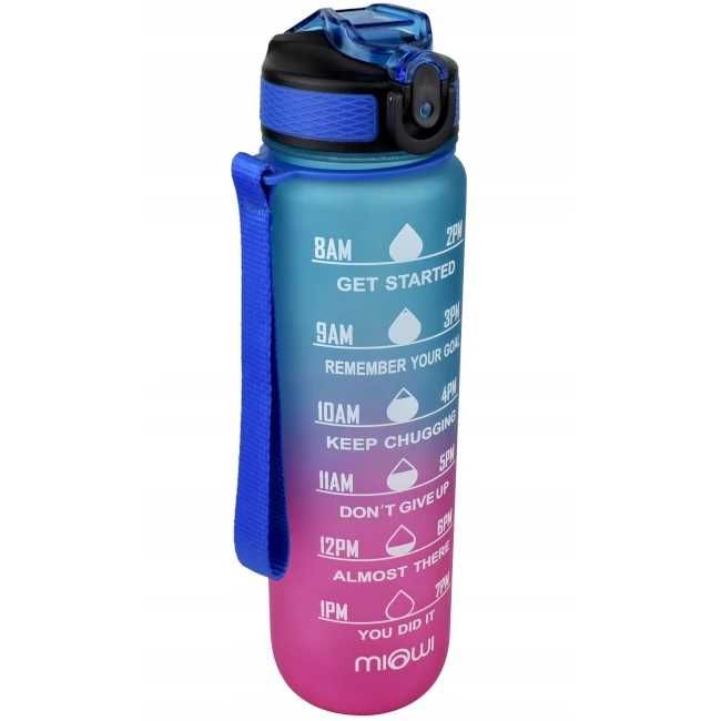Butelka na wodę ze słomką Miowi 1000ml niebiesko-różowa