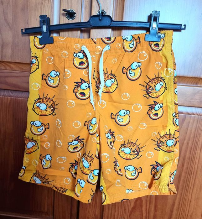 Calções de banho Throttleman laranja com padrão, 12 anos