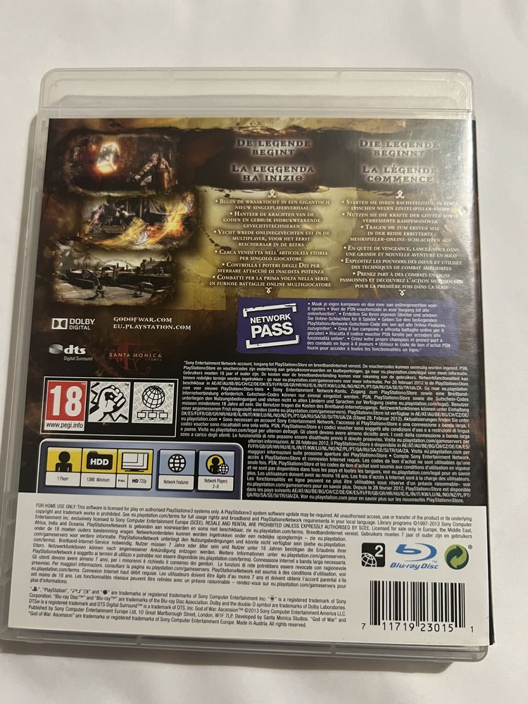 God Of War Ascesion PlayStation 3 PS3