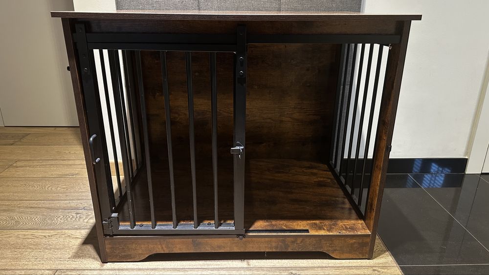 Drewniana klatka dla psa + legowisko ortopedyczne + akcesoria