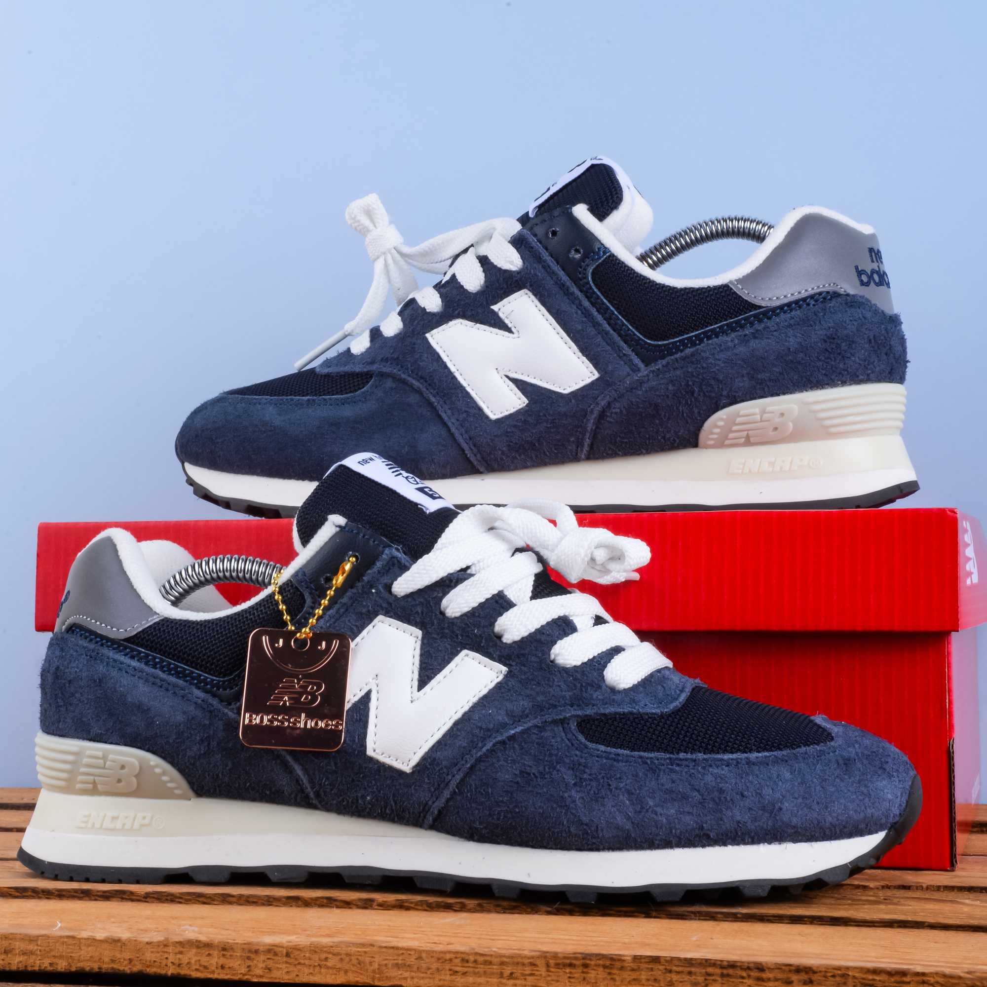 (1745) Кросівки New Balance 574 сині з білим лого (41-46) нб