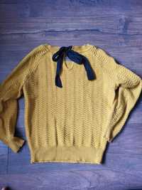 Sweterek żółty miodowy wiązany ma plecach Promod rozmiar S