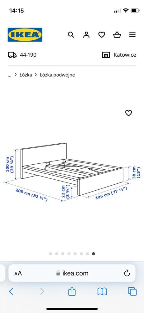 Łóżko Malm ikea + stelaż