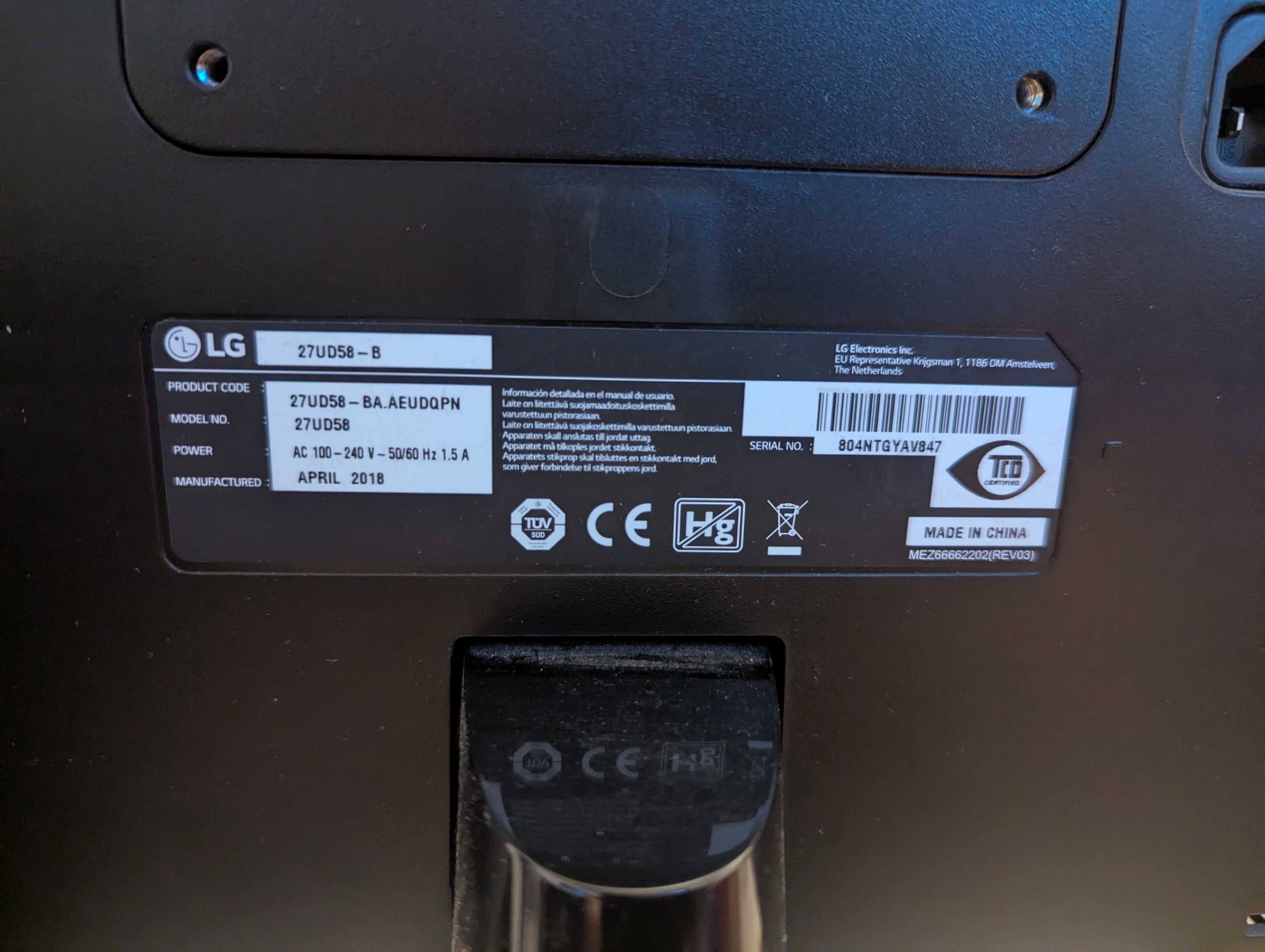 Monitor LG 27UD58-B 4K Mokotów Warszawa Sprawny z małymi mankamentami