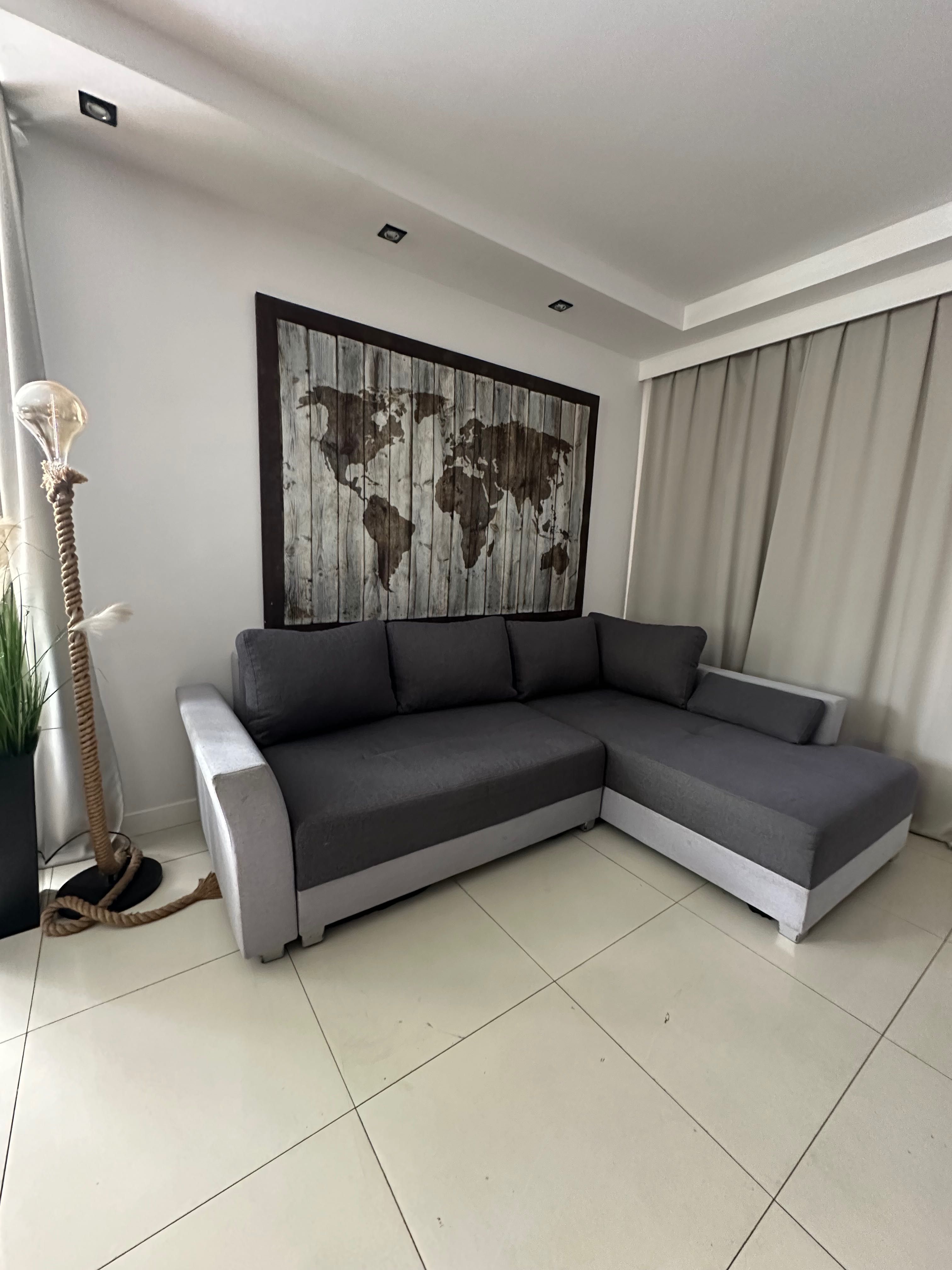 Dowóz transport Narożnik szary sofa kanapa lozko poduchy