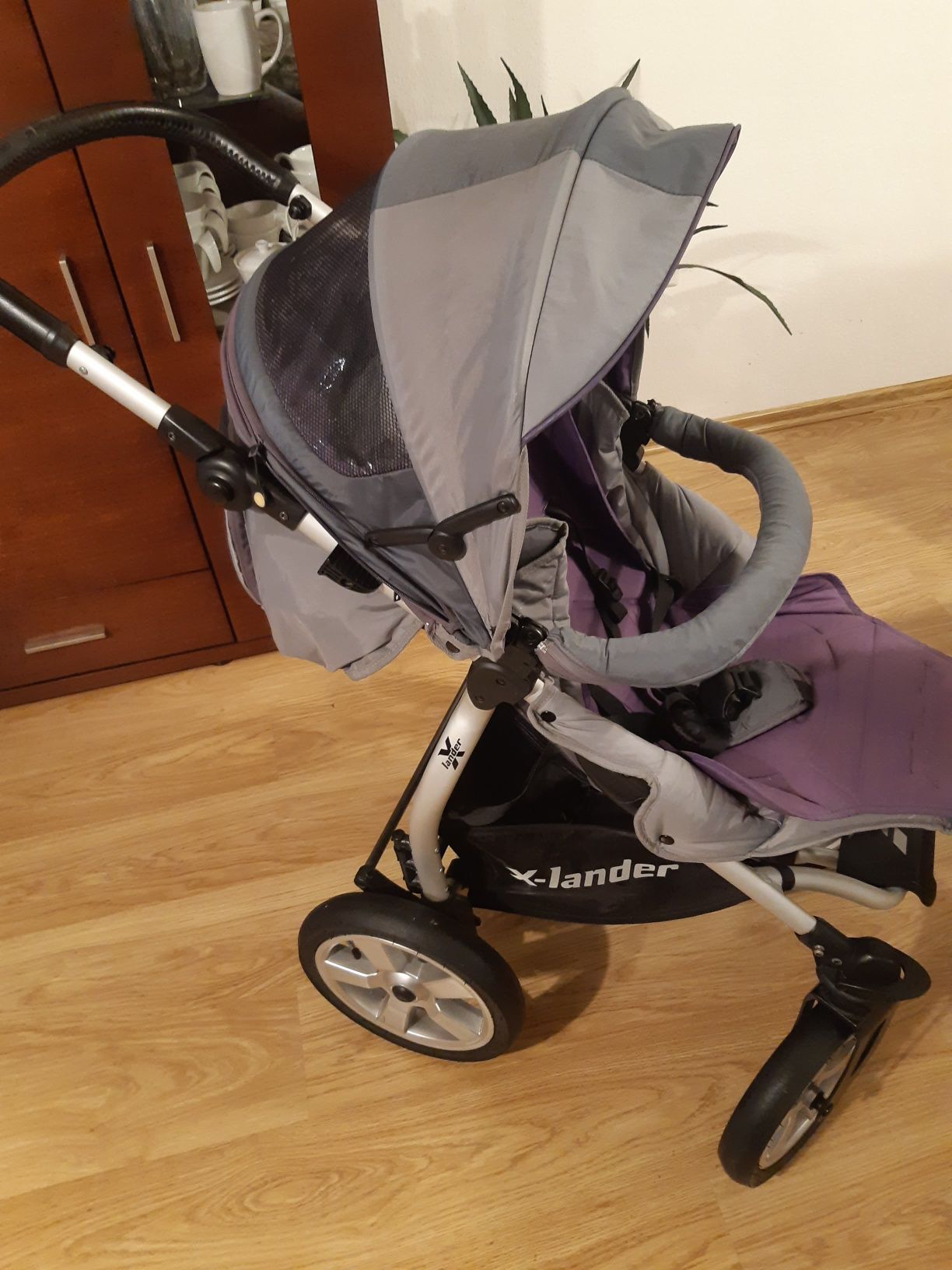 Wózek dla dzieci X-Lander XA 2w1 gondola+spacerówka szaro-fioletowy a