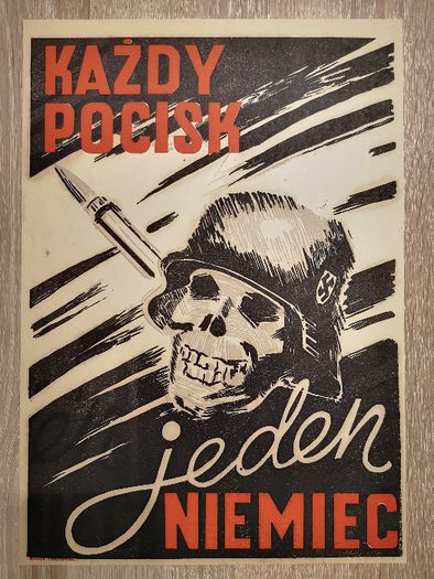 Plakat Każdy Pocisk Jeden Niemiec 1944 Chmielewski