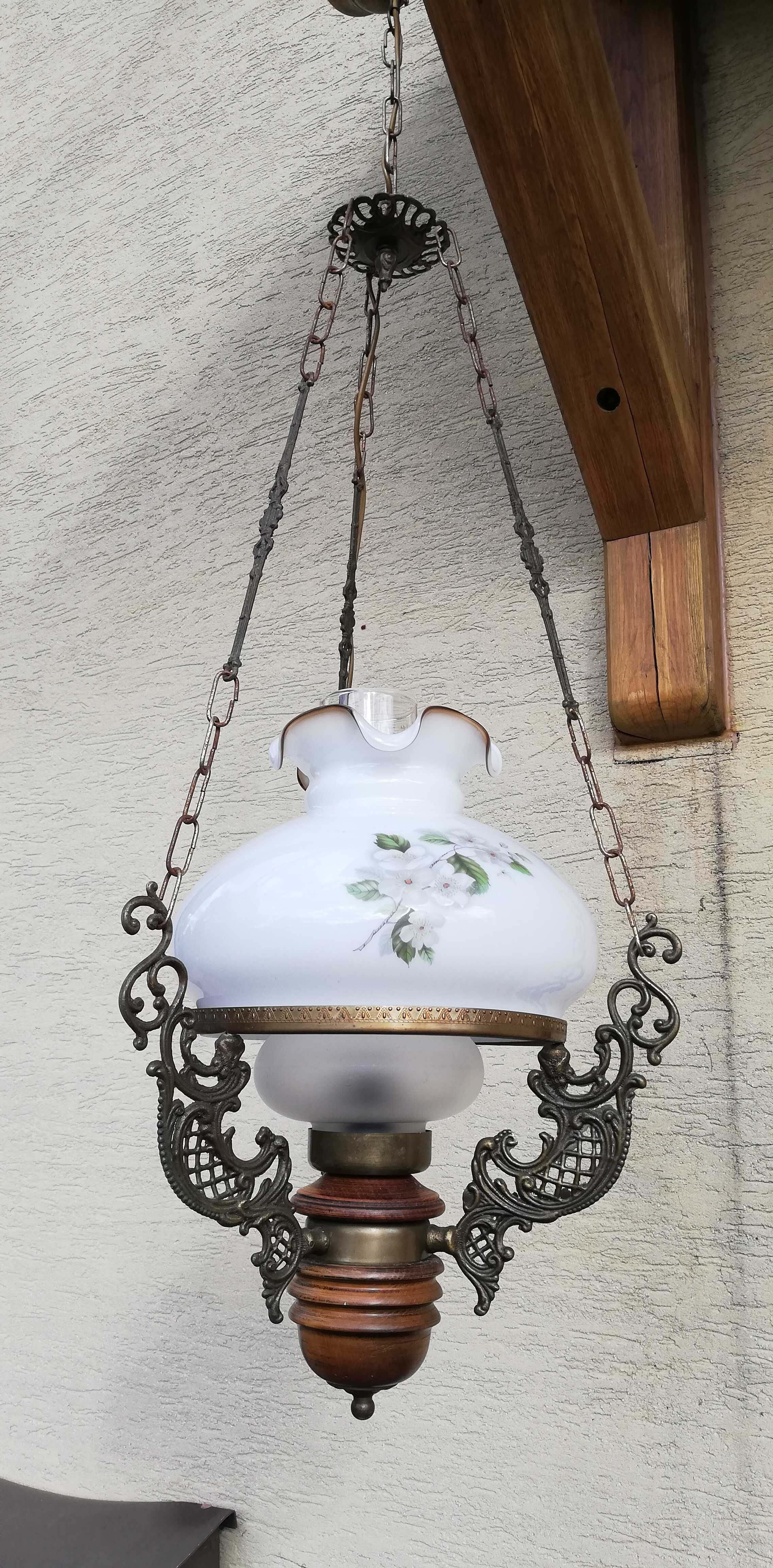 lampa wisząca naftowa stylowa holenderska Aladyn szklana