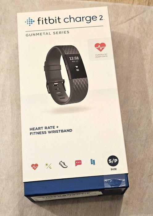 Opaska Fitbit Charge 2 Heart Rate + Fitness, czarna, mała