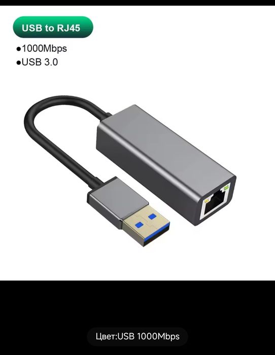 Адаптер USB3.0 USB to Ethernet RJ45 1000 Mb (сетевая карта USB)