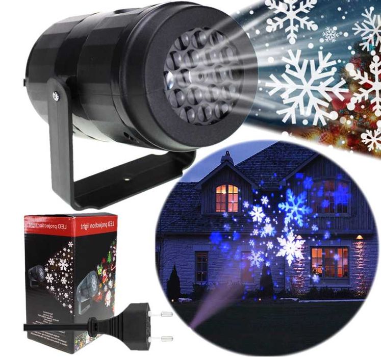 Projektor Świąteczny Led  Śnieg Laserowy Reflektor Na Dom RZUTNIK
