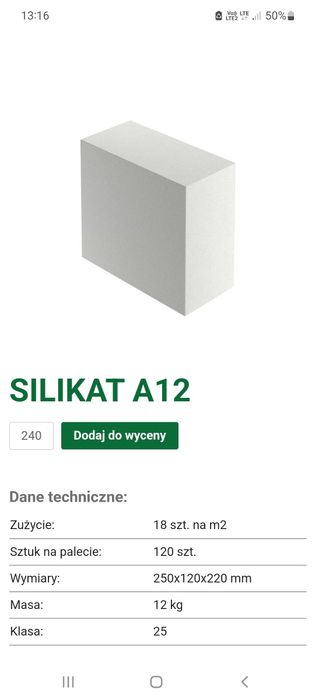 Silikat bloczek wapienno-cementowy A 12