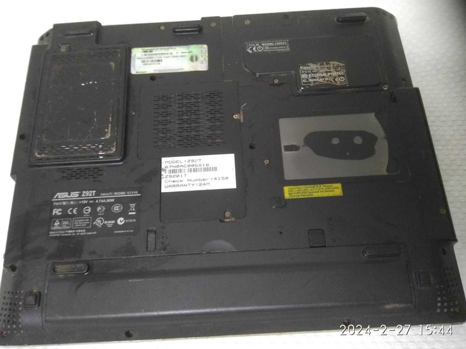 Ноутбук на запчасти  Asus z92t...