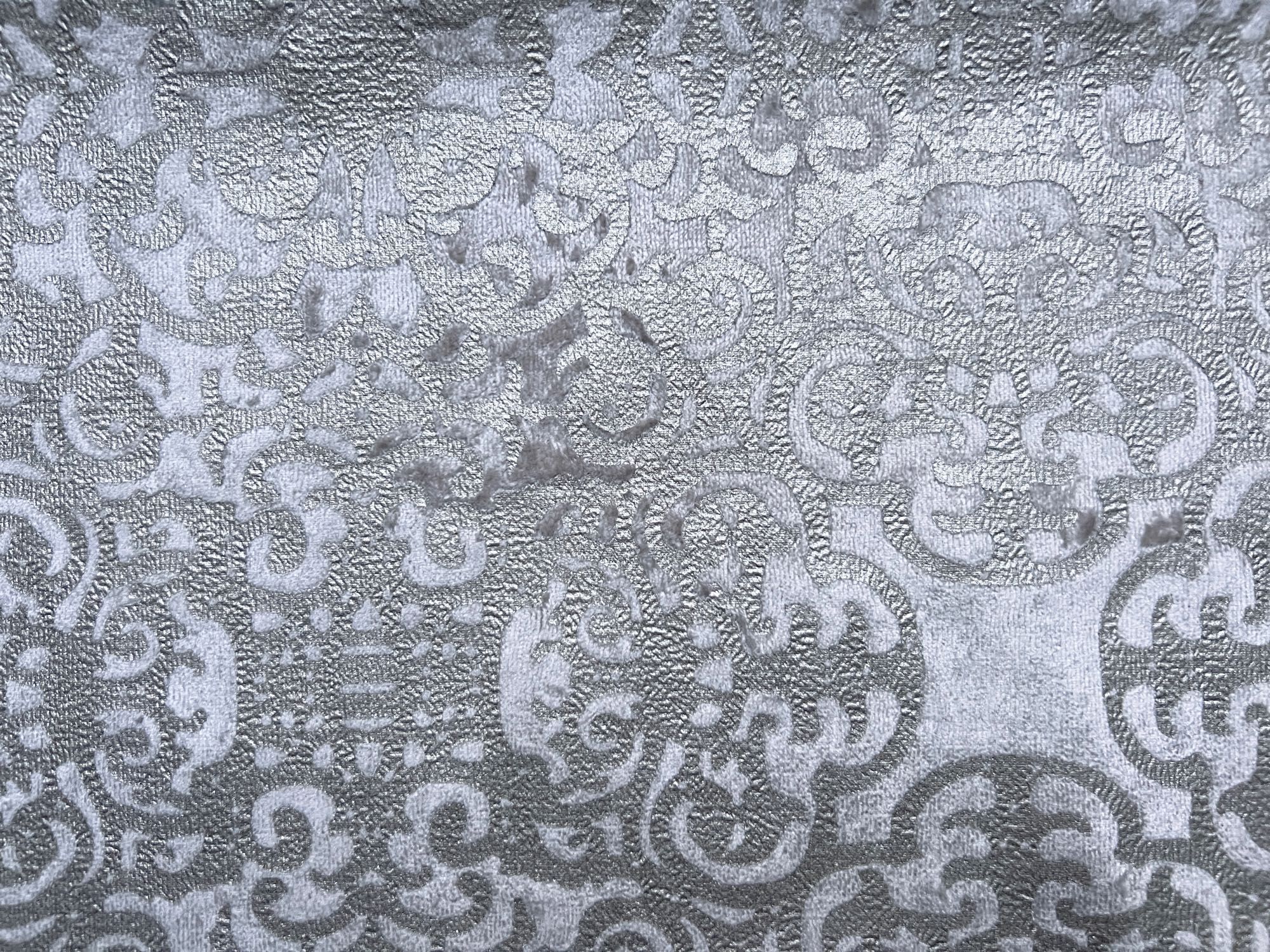 Ozdobna poszewka / pokrowiec na poduszke, biel + srebro, 43 x 43cm