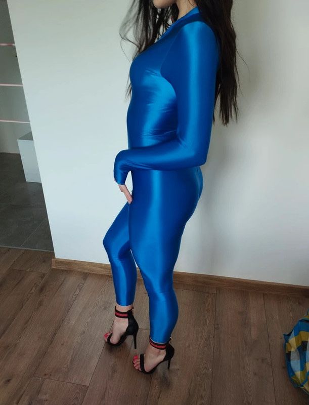 Kombinezon catsuit overal błyszczący jak latex z lycra spandex