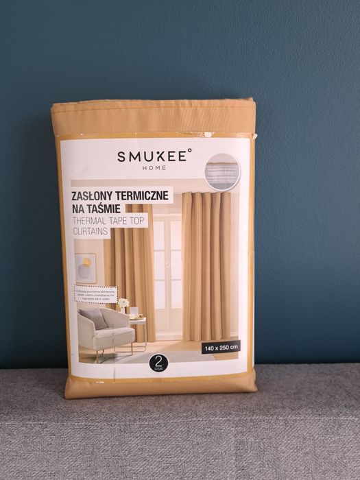 Musztardowe zasłony termiczne 140x250cm