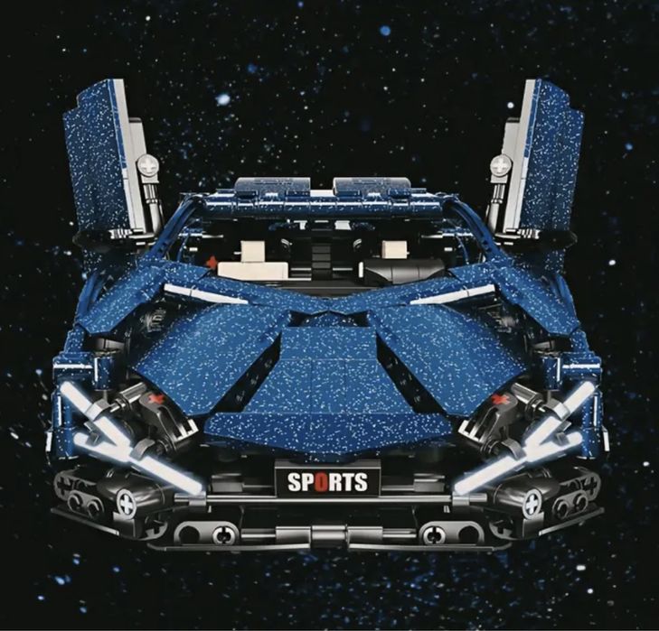 Контсруктор 1300 деталей спортивна машинка 32*15см lego technic синя