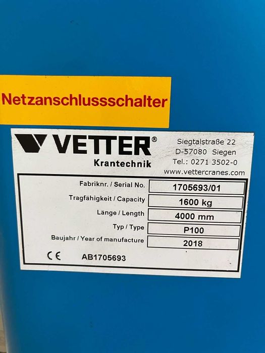 Suwnica bramowa stalowa stacjonarna Vetter (Demag) 1,6t