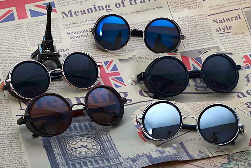 Okulary przeciwsłoneczne okrągłe lenonki steampunk retro punk - CYBER.