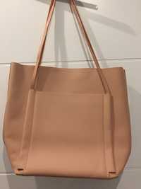 Torebka torba shopperbag A4 pojemna brudny brzoskwiniowy róż