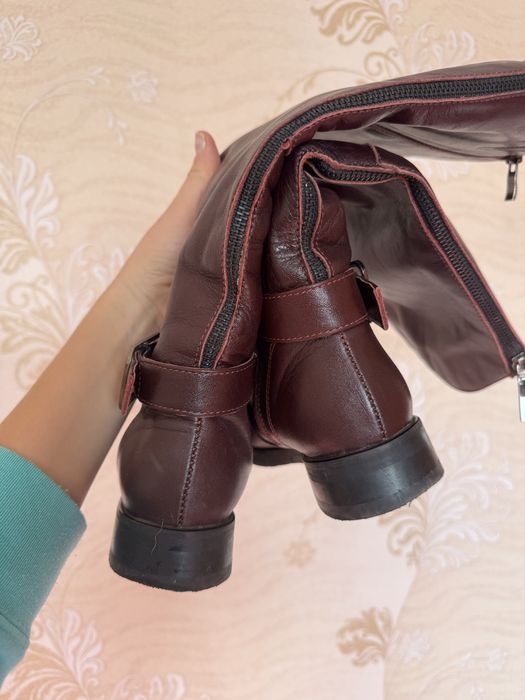 Сапожки шкіряні 36 р, бургунді, осінь/зима