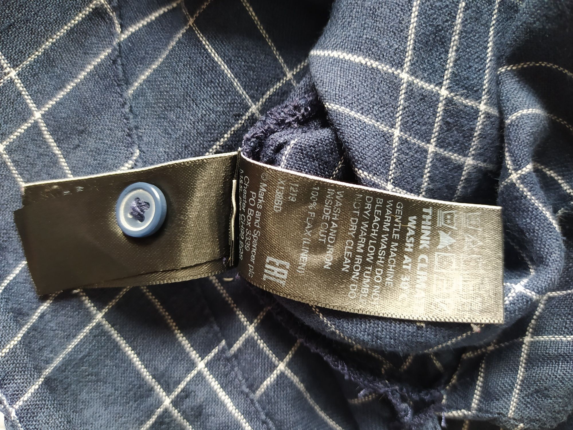 Granatowa, letnia lniana ( 100%)- bluzka, luźna, oversize M&S 42