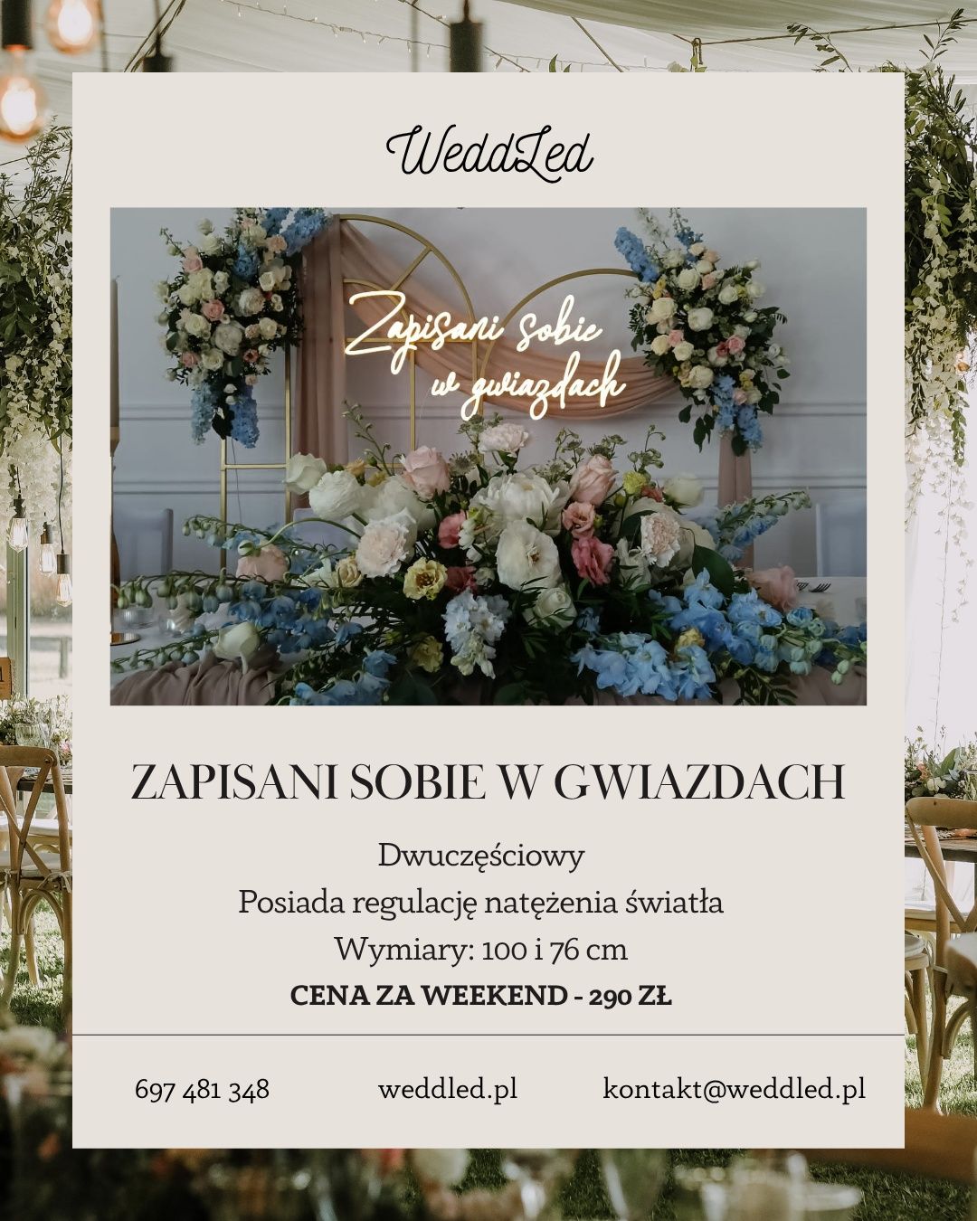 Wypożyczalnia napisów Napis LED Neon Ledon Wynajem Lublin