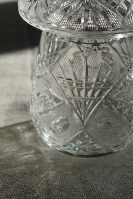 Kryształowy grzyb szkło kryształowe prl grzybek bomboniera szkatuła