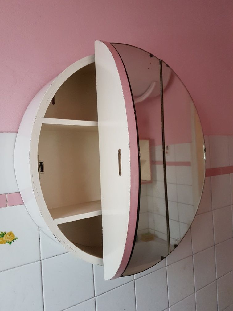 Toaletka lustro okrągłe kosmetyczka szafka ścienna