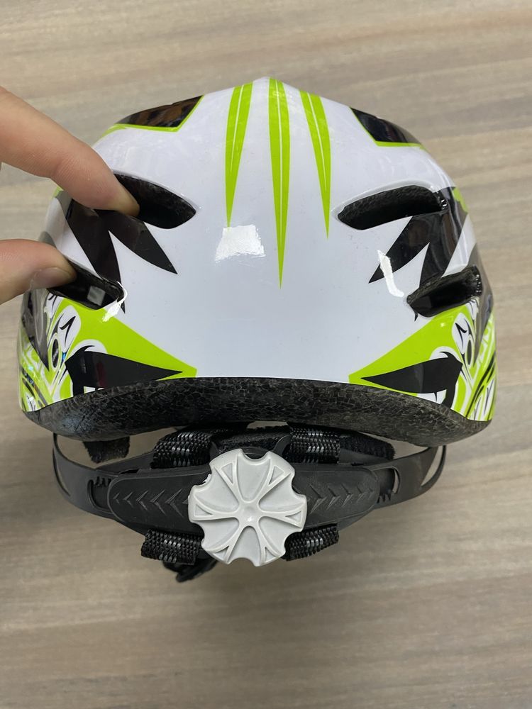 Kask rowerowy dla dziecka S 48-52cm biało/zielony/czarny