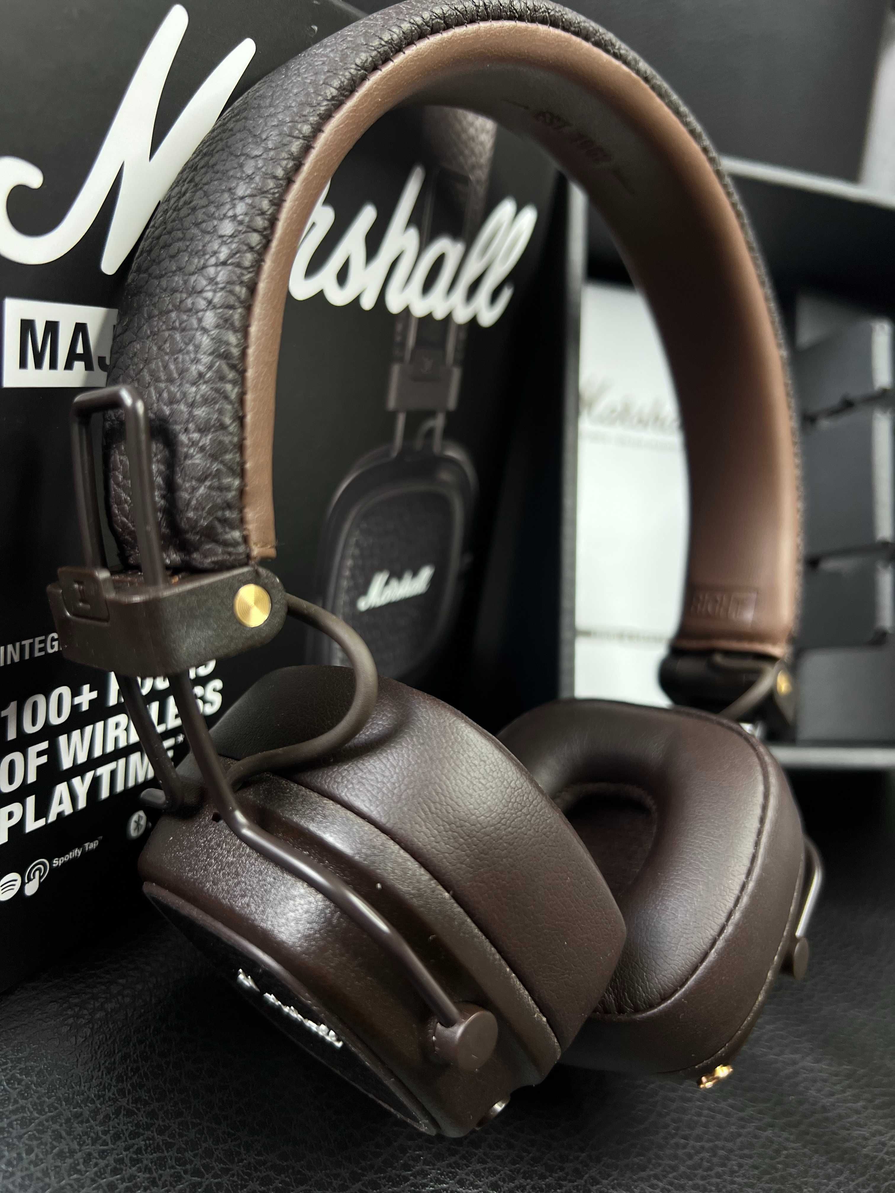 Marshall Major V Brown стильні Bluetooth навушники з глибоким басом