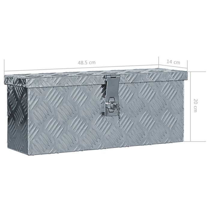 Vidaxl Aluminiowa Skrzynia, 48,5 X 14 X 20 Cm, Srebrna