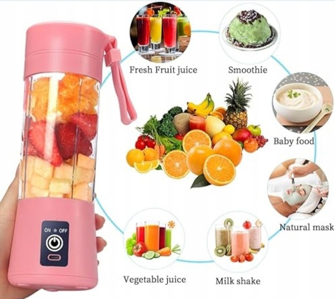 Blender mikser bezprzewodowy ręczny przenośny turystyczny kielichowy