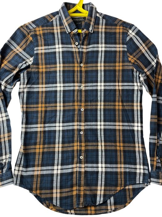 мужская рубашка в клетку zara s , m