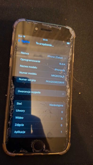 USZKODZONY Apple iPhone 6s 64 GB - Nie wykrywa karty SIM