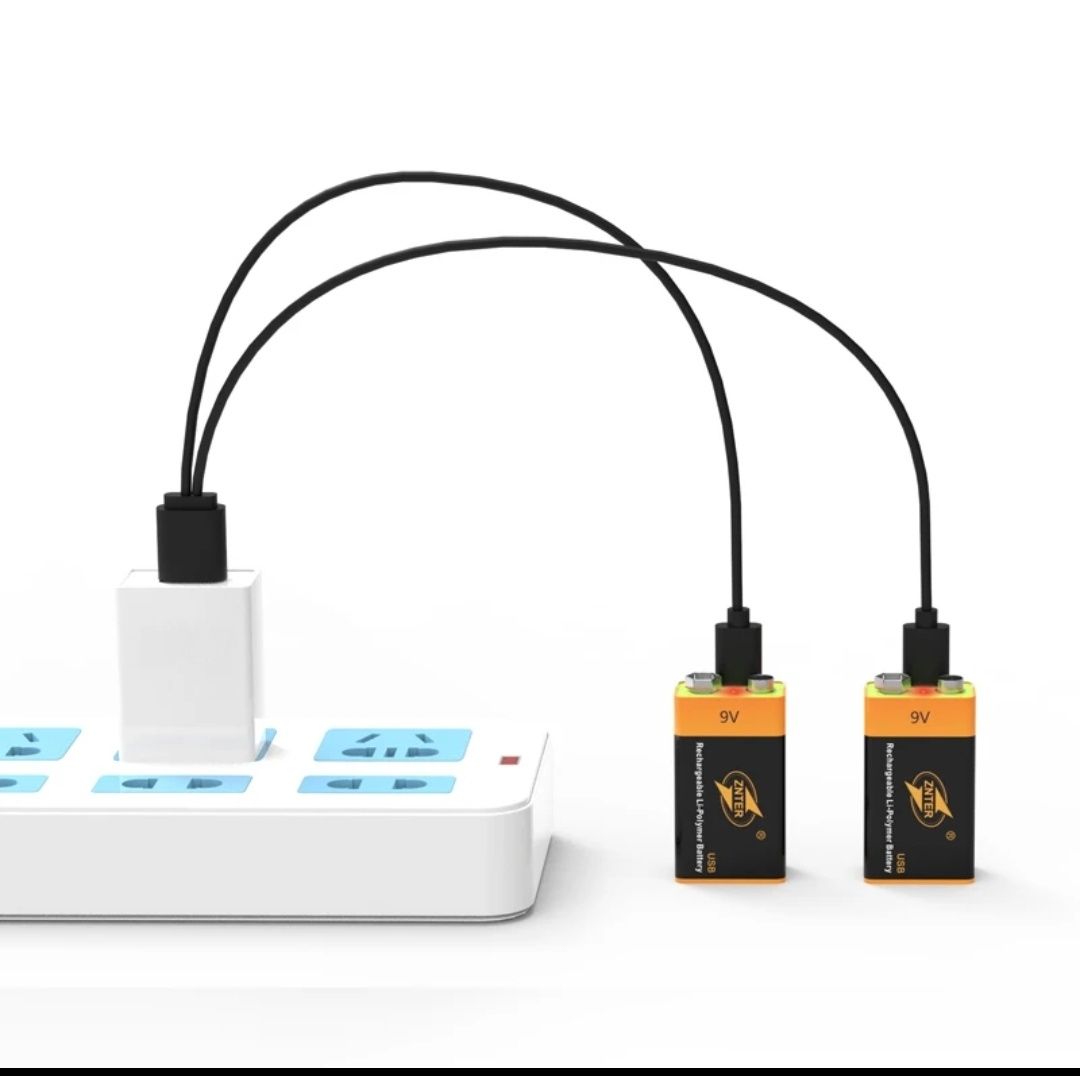 Аккумулятор  "Крона" 9 вольт ZNTER 9V (700Mah) Type-C 2023новинка