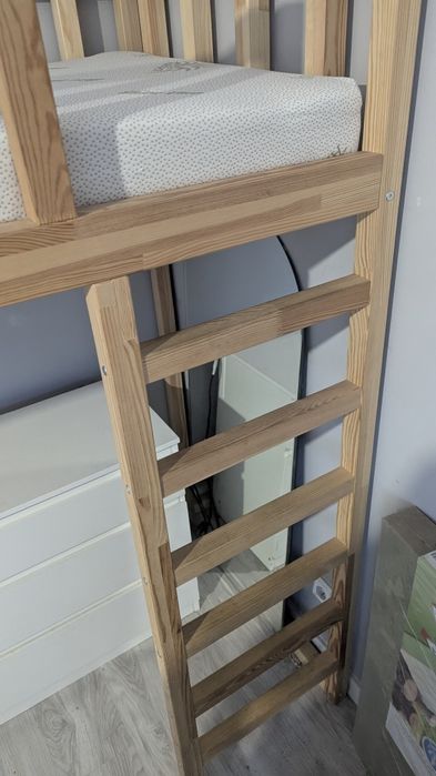 Łóżko domek na antresoli 160x80 DREWNO 100% + Materac 80x160 dziecięcy