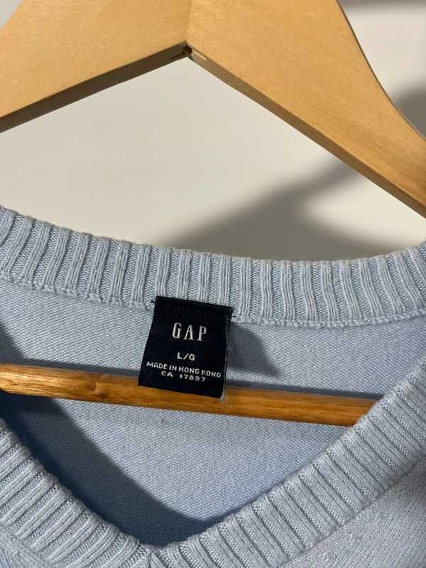 GAP męski jasnoniebieski sweter w serek z kaszmirem