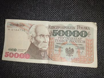 Banknot 50000 tysięcy złotych PRL seria M