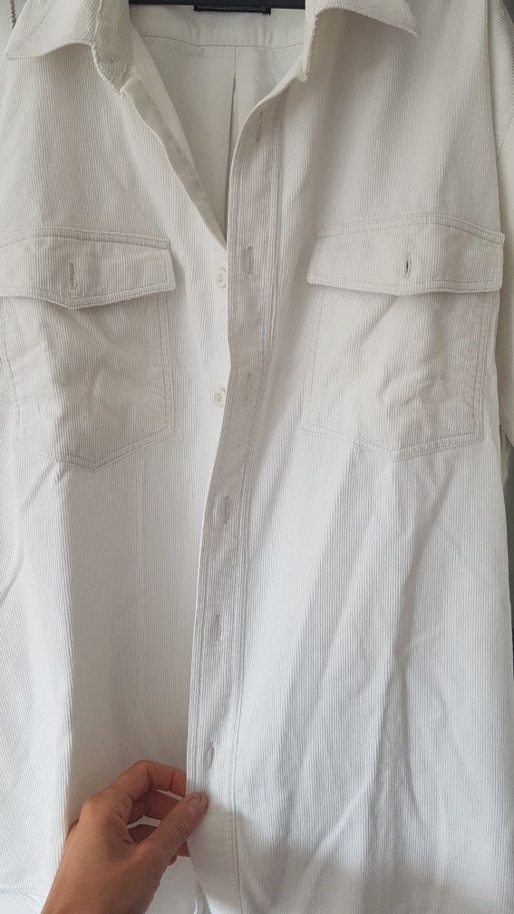 Bawełniana koszula L, biała koszula w stylu Vintage L