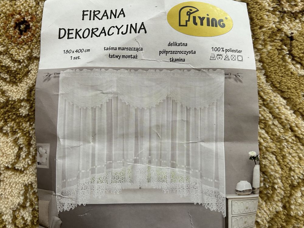 Firanka biała 180x400, 1 sztuka