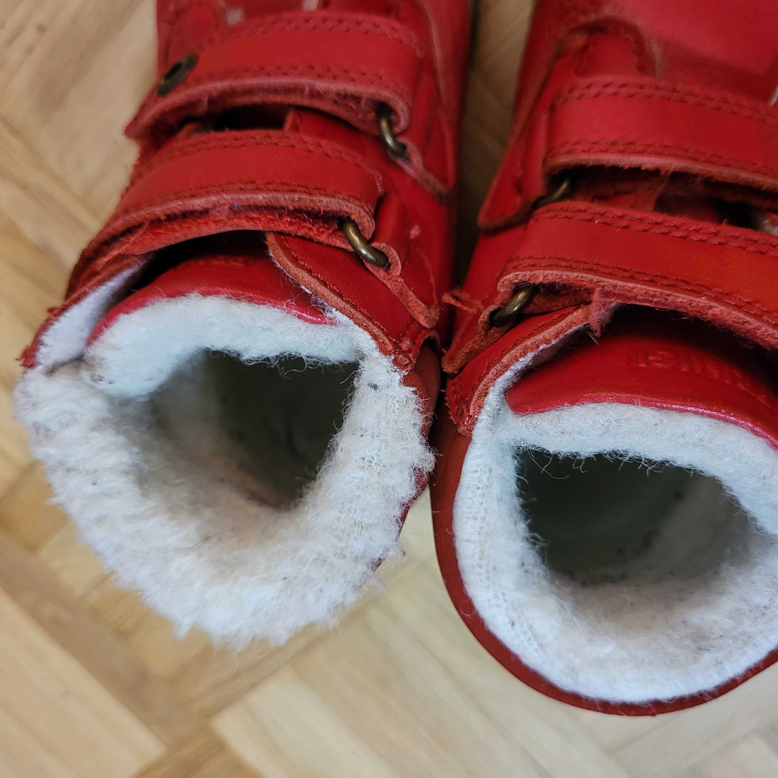Primigi skórzane czerwone śniegowce z futerkiem 28