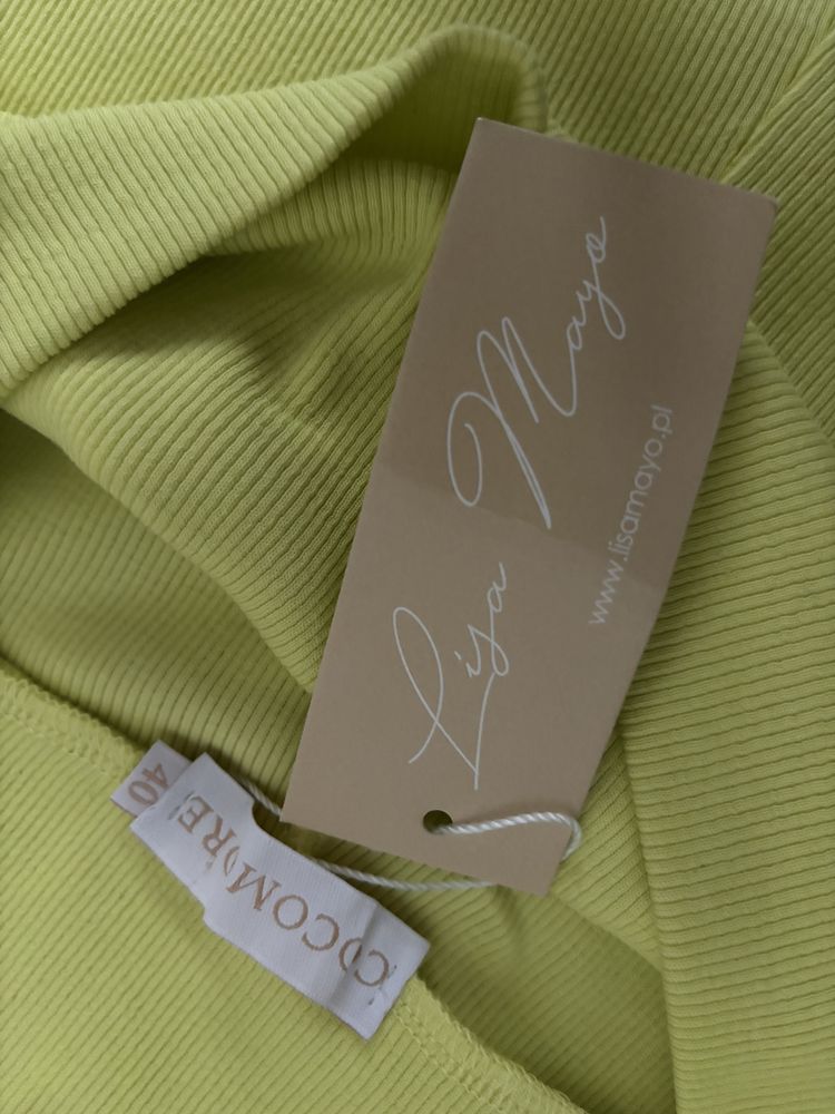 [L] Zielone, limonkowe leginsy, kolarki Cocomore