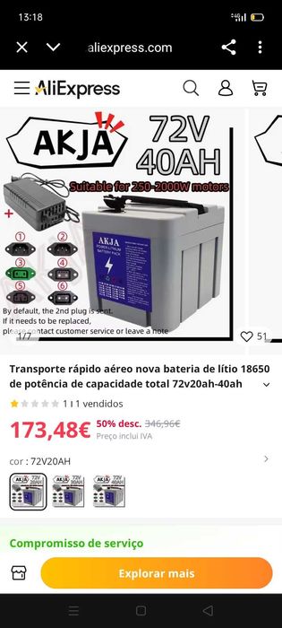 Bateria lítio 173€. Oportunidades