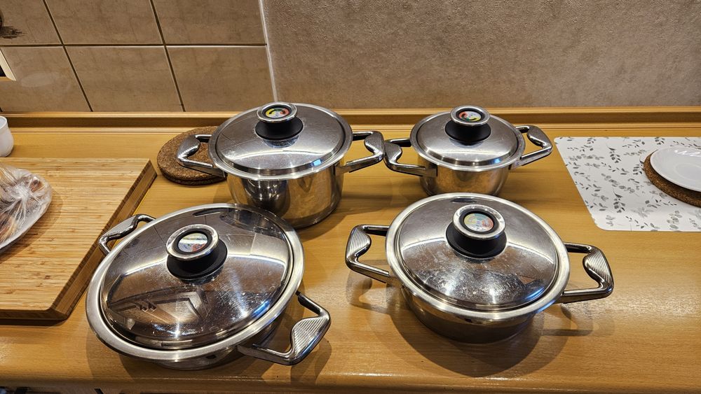 Zestaw 4 garnków Zepter, 4 pokrywki + akcesoria