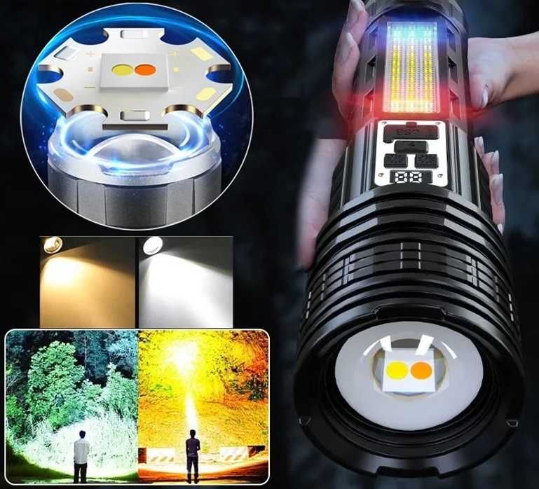 Мощный светодиодный фонарик с большим радиусом действия.