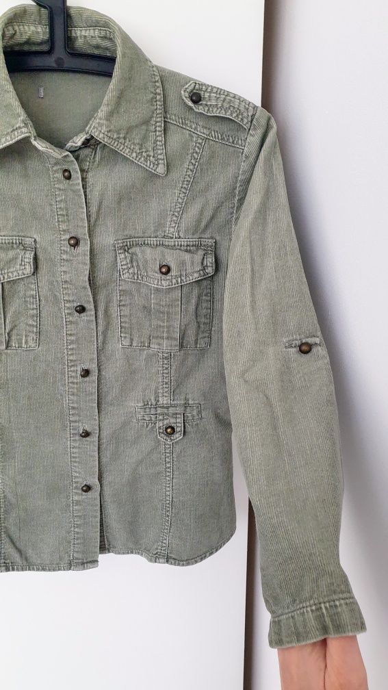 Sztruksowa koszula khaki XS