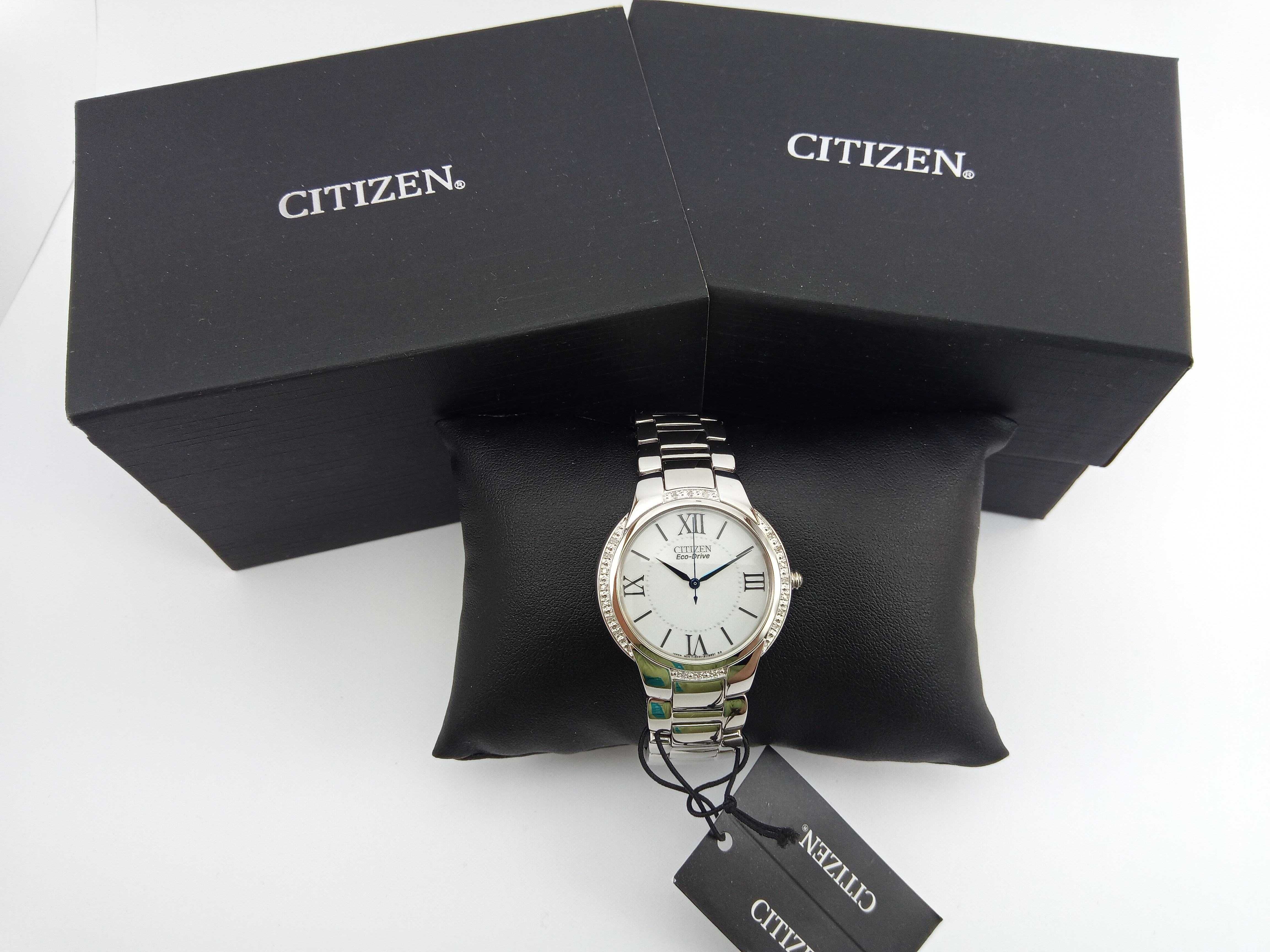Японские женские часы Citizen Eco-Drive EM0090-57A с камнями Swarovski